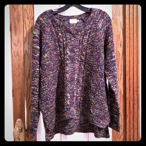 Time and Tru sweater in Blue Cove Multi